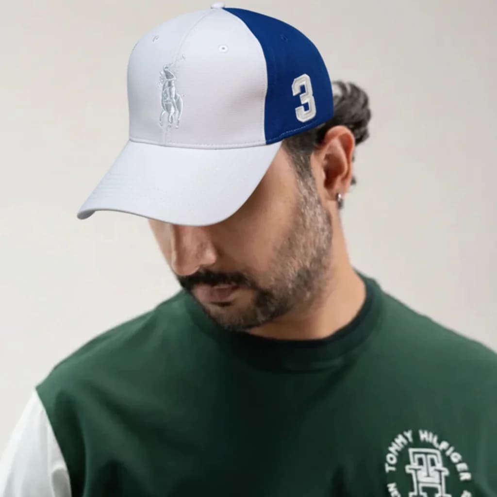 محصول Polo Cap White Blue – نمای تنخور