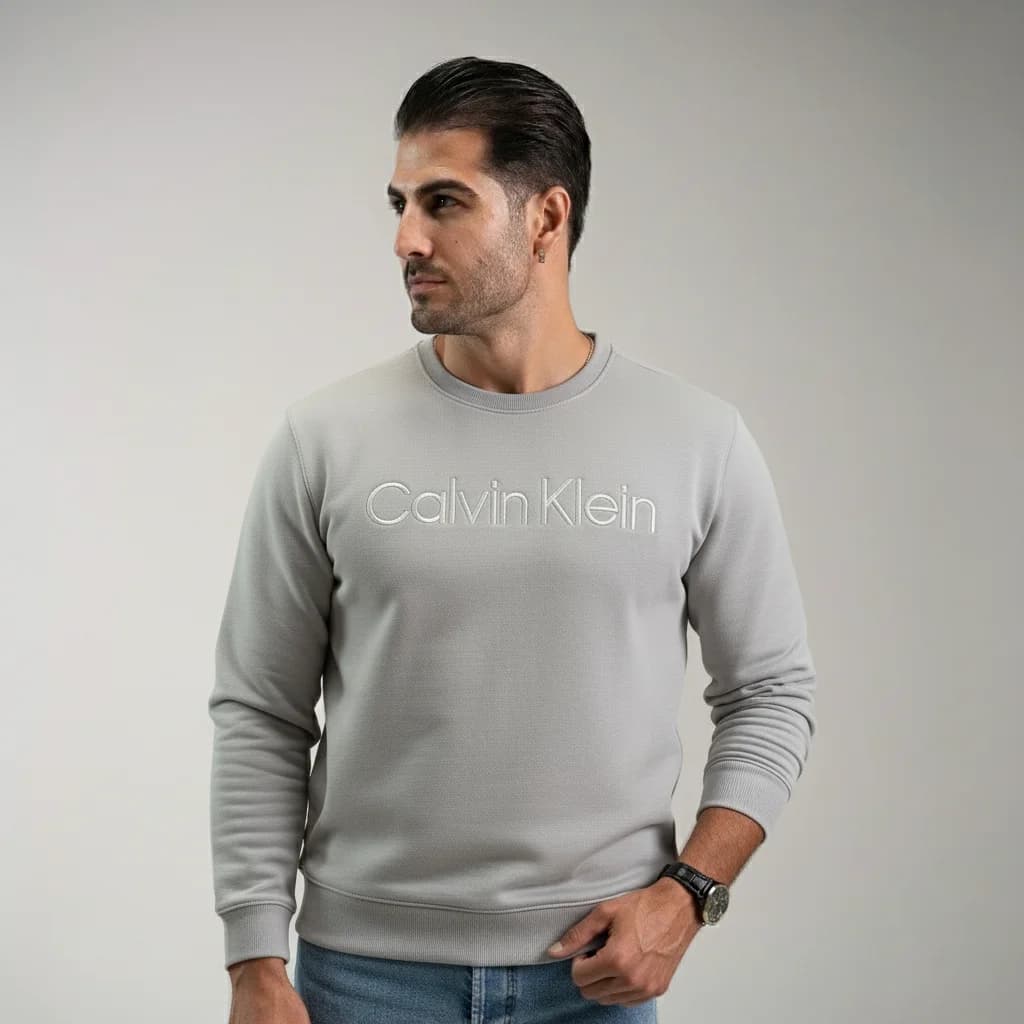 سویشرت CelvinKlein طوسی – نمای تنخور