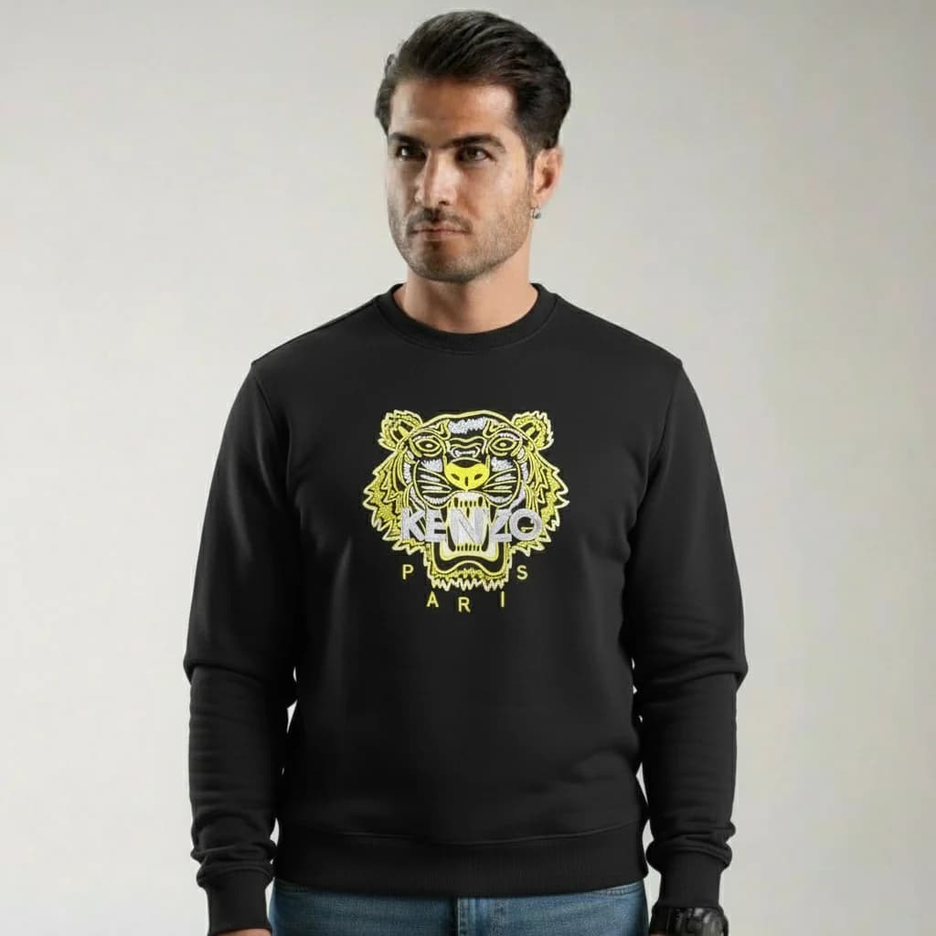 محصول Kenzo Tiger Sweatshirt Front On Model مشکی