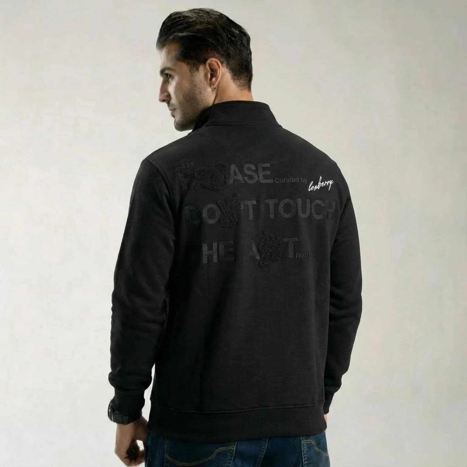 محصول Lesberry Half Zip Sweatshirt Back On Model مشکی