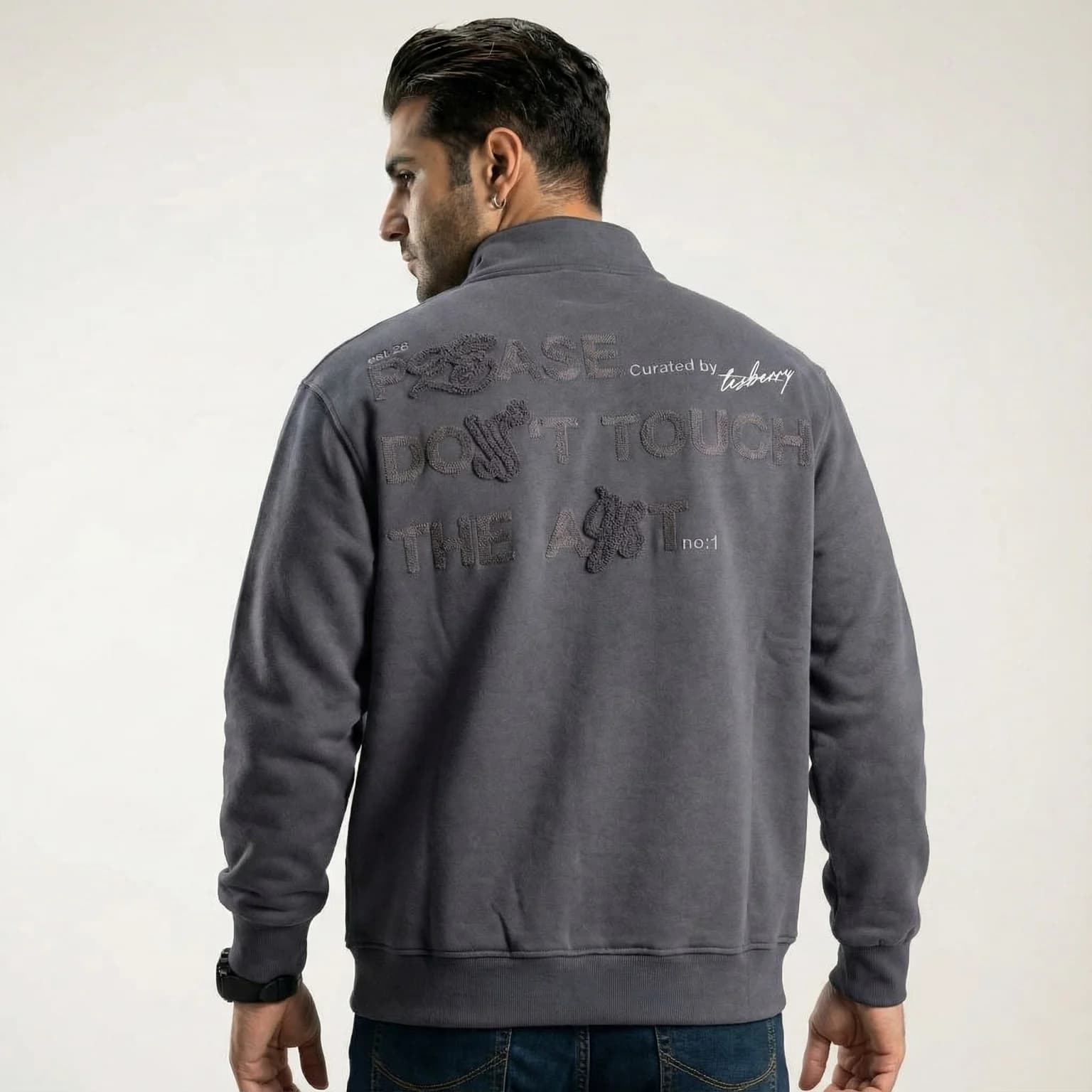 محصول Lesberry Half Zip Sweatshirt Back On Model طوسی