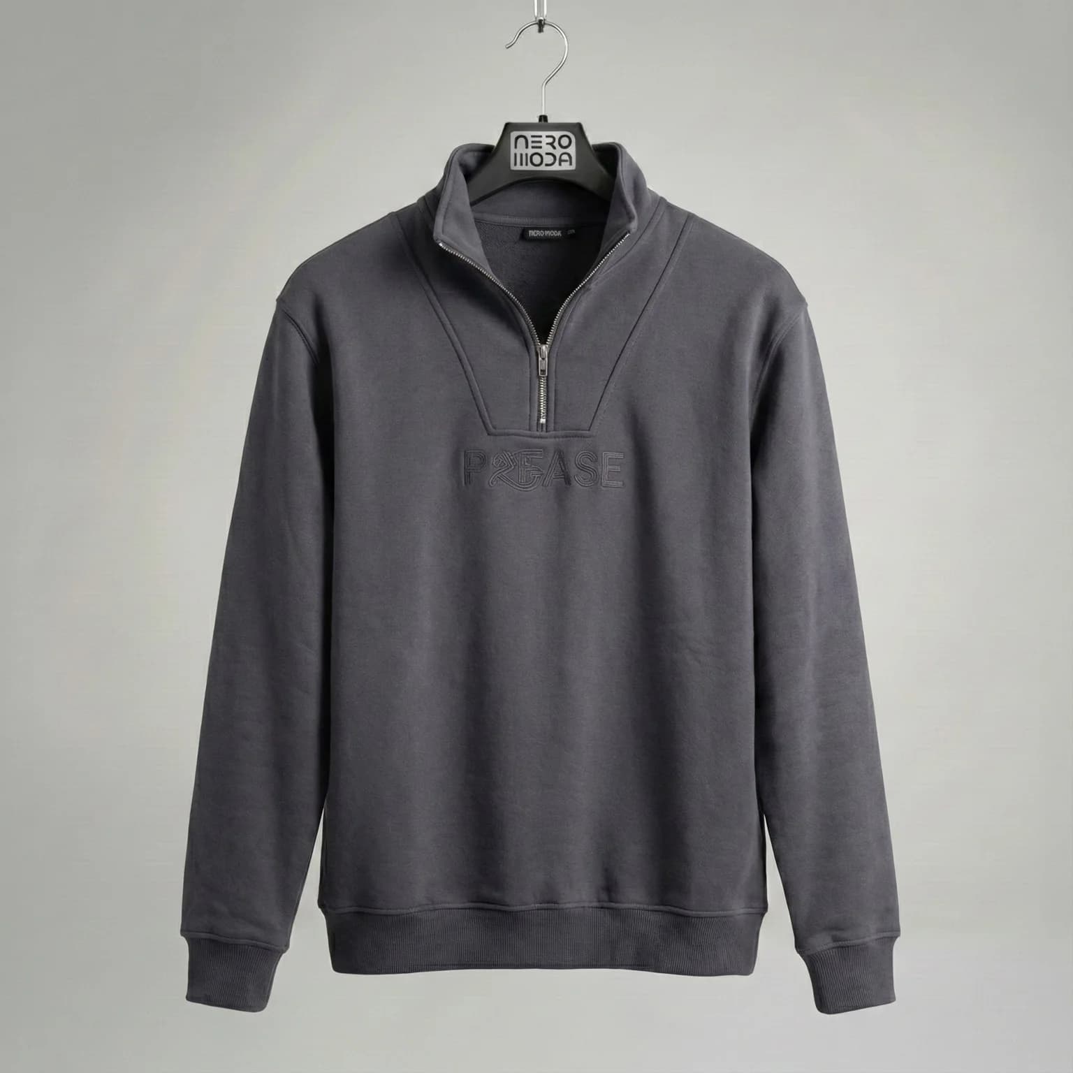 محصول Lesberry Half Zip Sweatshirt طوسی – نمای جلو