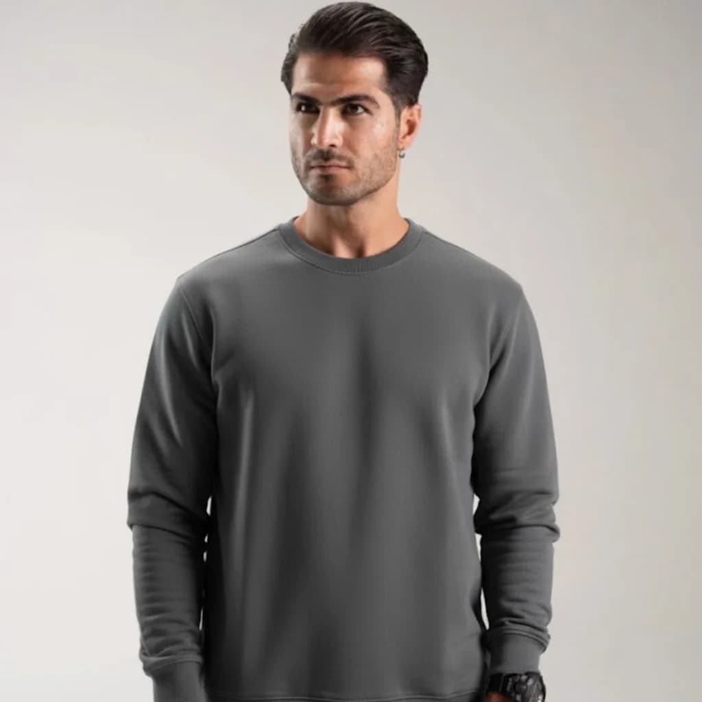 سویشرت neromoda crewneck alt طوسی – نمای تنخور