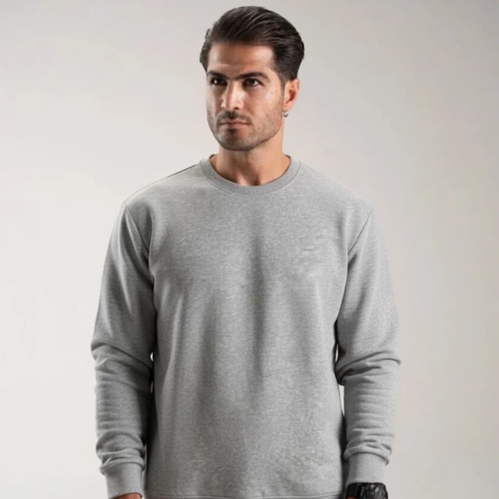 سویشرت neromoda crewneck طوسی – نمای تنخور