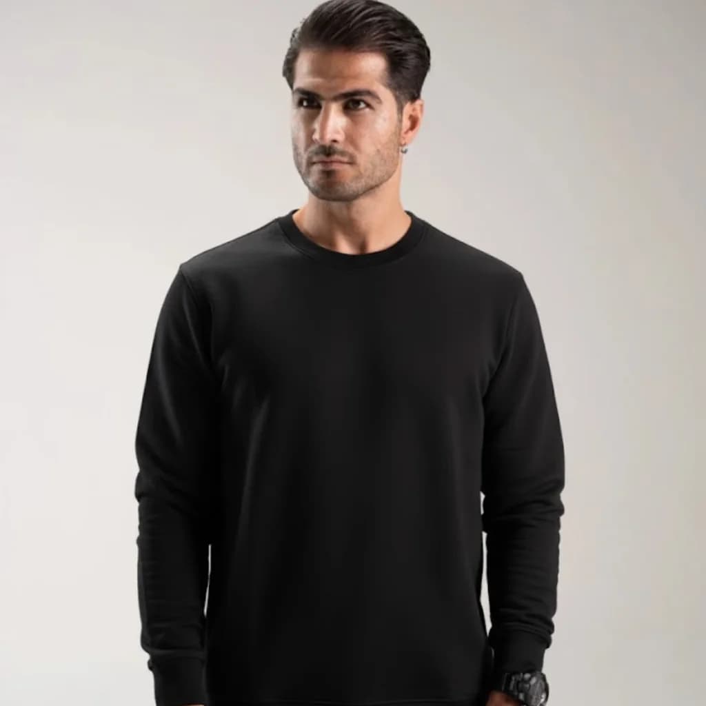 سویشرت neromoda crewneck سرمهای – نمای تنخور
