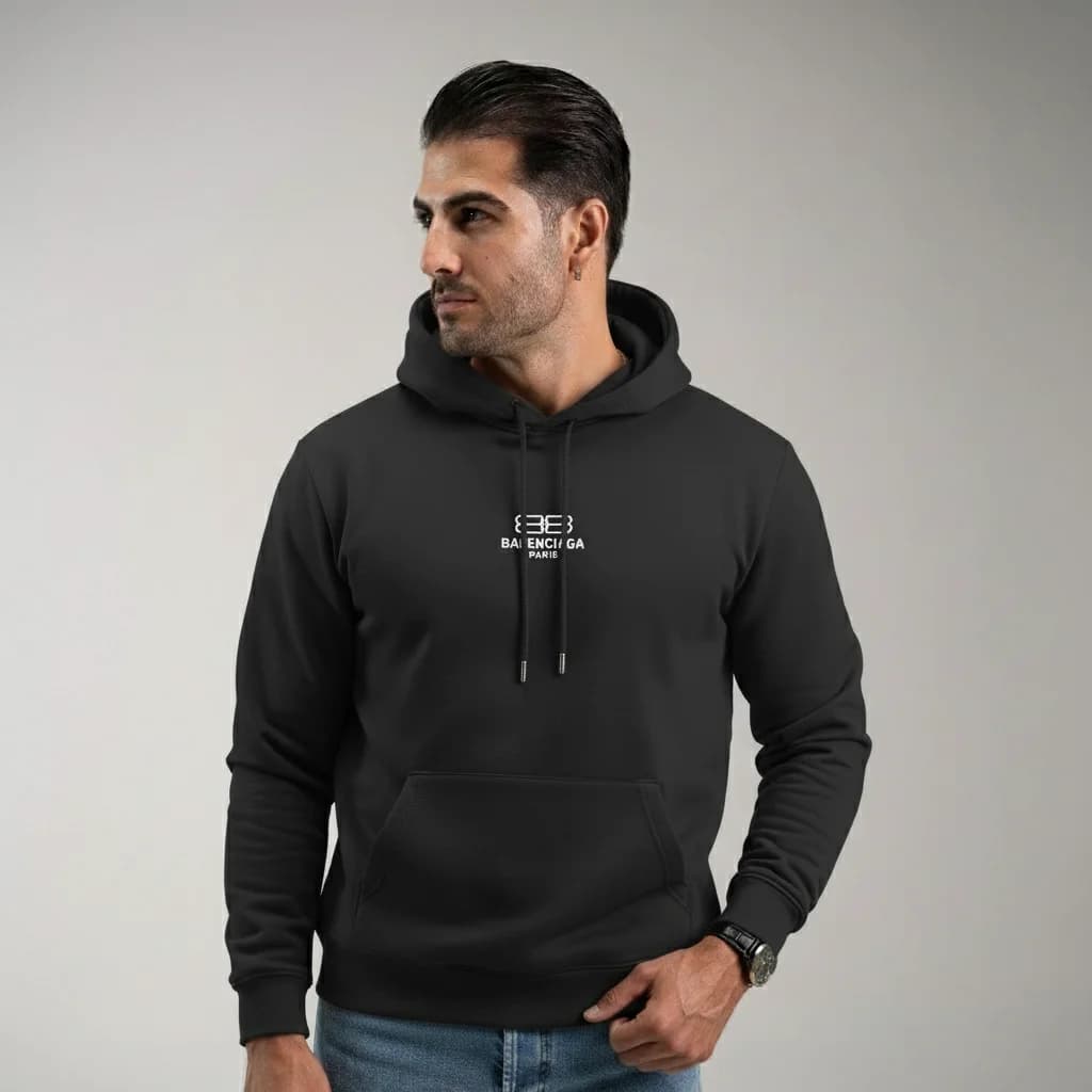هودی بالنسیاگا اورسایز مشکی دورس پنبه (Balenciaga)