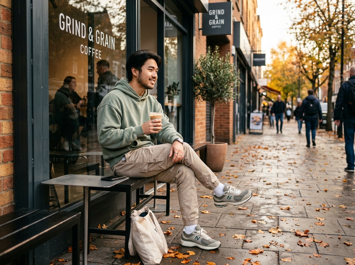 ست هودی اورسایز سبز زیتونی و کارگو خاکی در پاییز